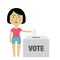 Female Character Putting Vote In Ballot Box