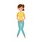 Female Character Standing with Symptom of Diabetes Such as Frequent Urination Vector Illustration