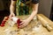 Female chef baking christmas sweets