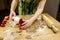 Female chef baking christmas sweets