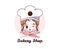 Female chef. Cute girl smiling kawaii bakery shop logo cartoon.
