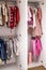 Female childish wardrobe apparel hanged comfortable vertical storage Marie Kondo minimalist method