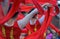 Female Chinese Dancers with Red ribbons