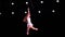 Female circus artist on Aerial straps on black background performing spinning trick. Concept of individuality