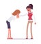 Female clerks hand kiss gesture