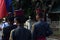 Female College military cadet on standing formation