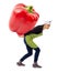Female cook carrying huge pepper