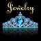 female crown, tiara, with blue precious stones
