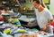 Female customers choosing fresh raw seafoods