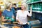 Female customers purchasing water in hypermarket