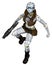 Female Cyborg Adventurer with Giant Gun, Running Forwards