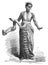 Female Dancer from Java Island, Indonesia. History and Culture of Asia. Antique Vintage Illustration. 19th Century