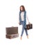 Female dancer with retro suitcases