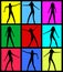 Female dancing silhouettes. Vector. EPS 8.