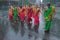 Female devotees around Rath at Kolkata under rain