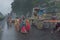 Female devotees around Rath at Kolkata under rain