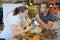 Female diver getting advice about diving mouthpieces in diving shop