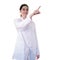 Female doctor assistant scientist in white coat over isolated background