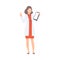 Female Doctor Character Raising Up Her Finger Giving Advice, Professional Medical Worker Holding Clipboard Vector