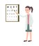 Female doctor doing vision check icon