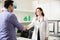 Female doctor greeting a patient