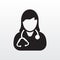 Female doctor icon. Women medical physician vector graphic