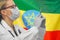 Female doctor. Influenza from coronavirus, prevention of pandemic virus infection. Virus in Ethiopia