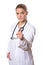 Female doctor with moral pointing finger