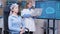 Female doctor in neuroscience checking brain data on her laptop