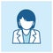 Female Doctor Simple Blue Health Icon Vector Ilustration