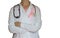 Female doctor with stethoscope and pink ribbon, isolated Health care, medical breast cancer awareness concept