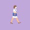 Female doctor walking in antivirus mask. Flat vector illustration.