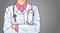 Female Doctor Wearing Pink Ribbon On Coat World Cancer Day Concept Breast Disease Awareness Prevention