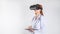 Female doctors or physician wearing virtual reality glasses, Innovative technology in science and medicine. medical and health