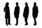 Female doctors and physicians standing in different position silhouette set vector. Girl doctor with anonymous faces. Surgeons