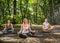 Female doing balance exercises in harmony of nature