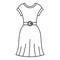 Female dress with belt icon, outline style