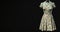 Female dress is dressed on a mannequin, black background isolate. AI generated.