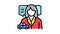 female driving school instructor color icon animation