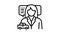 female driving school instructor line icon animation
