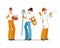 Female employees of a cleaning company on a white background. Housekeepers. Vector illustration