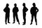 Female engineers and architects standing in different position silhouette set vectors. Girl engineers with anonymous faces.