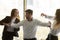 Female envious colleagues fight at office meeting