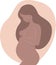 Female Expecting a child. Sketch, drawing silhouette of pregnant African American Woman. Icon of mother-to-be in profile