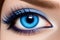 female eye close up. Human blue eye realistic beautiful closeup zoom. Generative AI