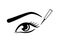 Female eye and eyeliner makeup vector icon. Applying eyeliner scheme