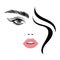 Female eye and lips.Beauty and fashion concept. Minimalistic design. Portrait of a beautiful girl, art aesthetics poster.