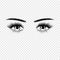 Female eyes silhouette with eyelashes and eyebrows. Vector illustration isolated on transparent background