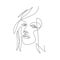 Female face drawn in one line. Continuous line.