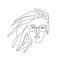 Female face drawn in one line. Girl in glasses.